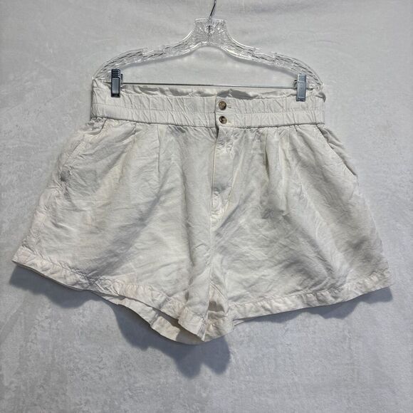 Madewell Pants - Madewell Women's Paperbag Pull On Linen Blend Ivory Lighthouse Shorts Size Large